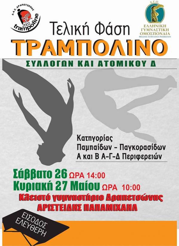ΣΤΗ ΔΡΑΠΕΤΣΩΝΑ 26- 27 ΜΑΪΟΥ Η ΤΕΛΙΚΗ ΦΑΣΗ ΤΡΑΜΠΟΛΙΝΟ